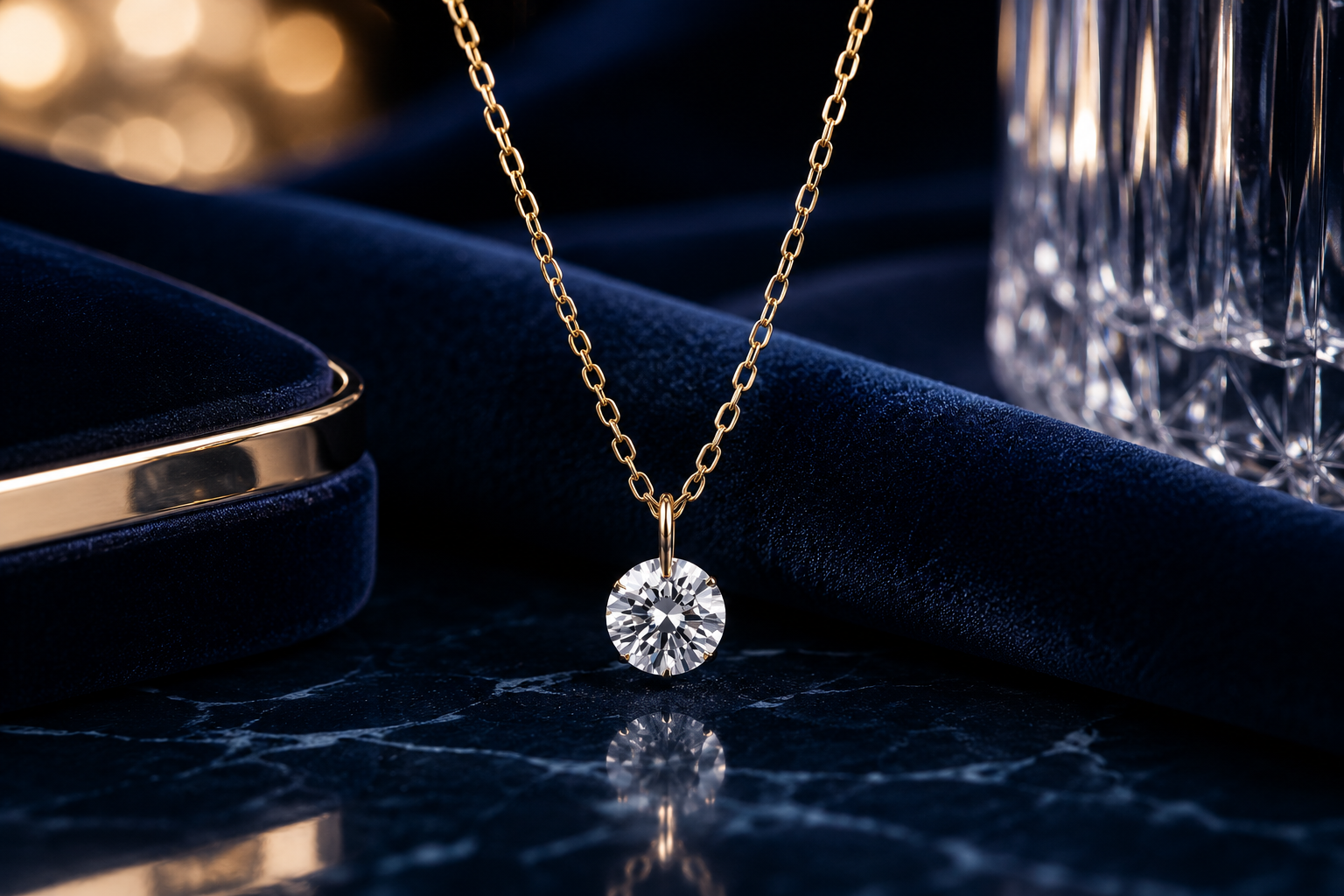 Kalung & Cincin Berlian Mengambang